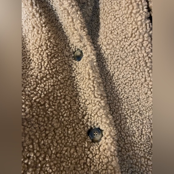 C&C California vintage brown tan double button long teddy jacket pea coat - Picture 8 of 13